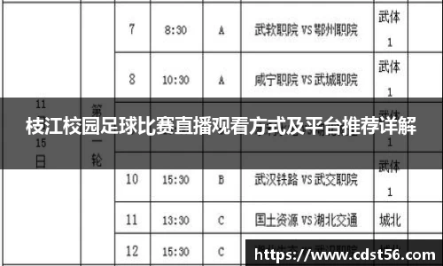 枝江校园足球比赛直播观看方式及平台推荐详解