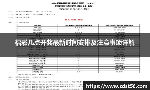 福彩几点开奖最新时间安排及注意事项详解