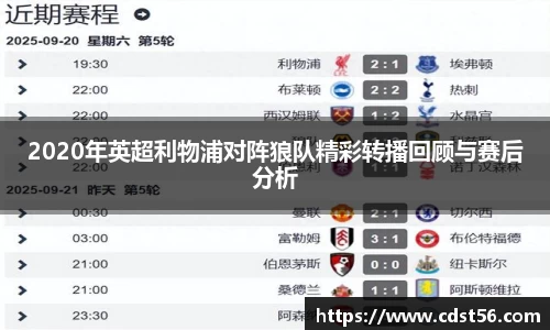 2020年英超利物浦对阵狼队精彩转播回顾与赛后分析